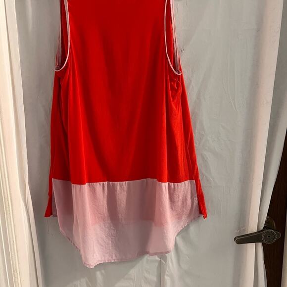 Anthropologie Maeve red pink 100% silk tank top high low hem size 0 - Picture 6 of 6